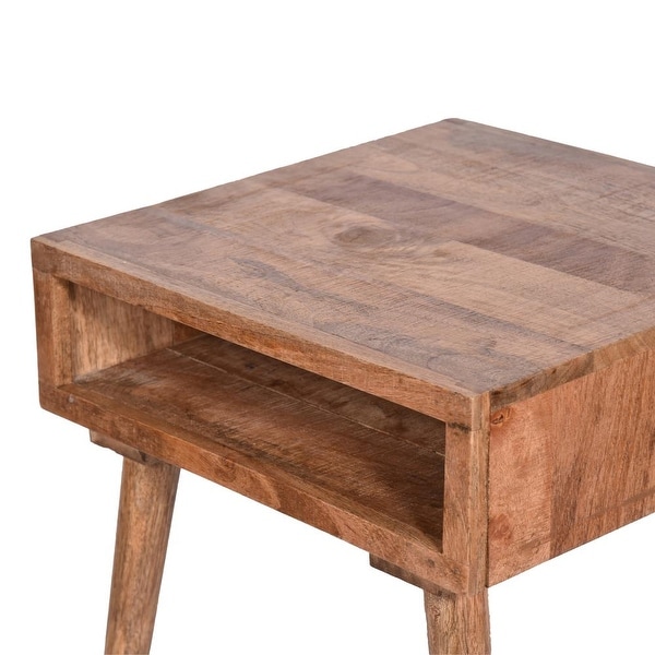 24 Inch Farmhouse Wooden Square End Table with Open Compartment， Oak Brown - 20 L X 20 W X 24 H