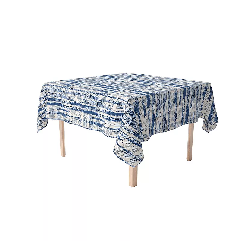 Square Tablecloth， 100% Polyester， 70x70， Blue Batik Stripe