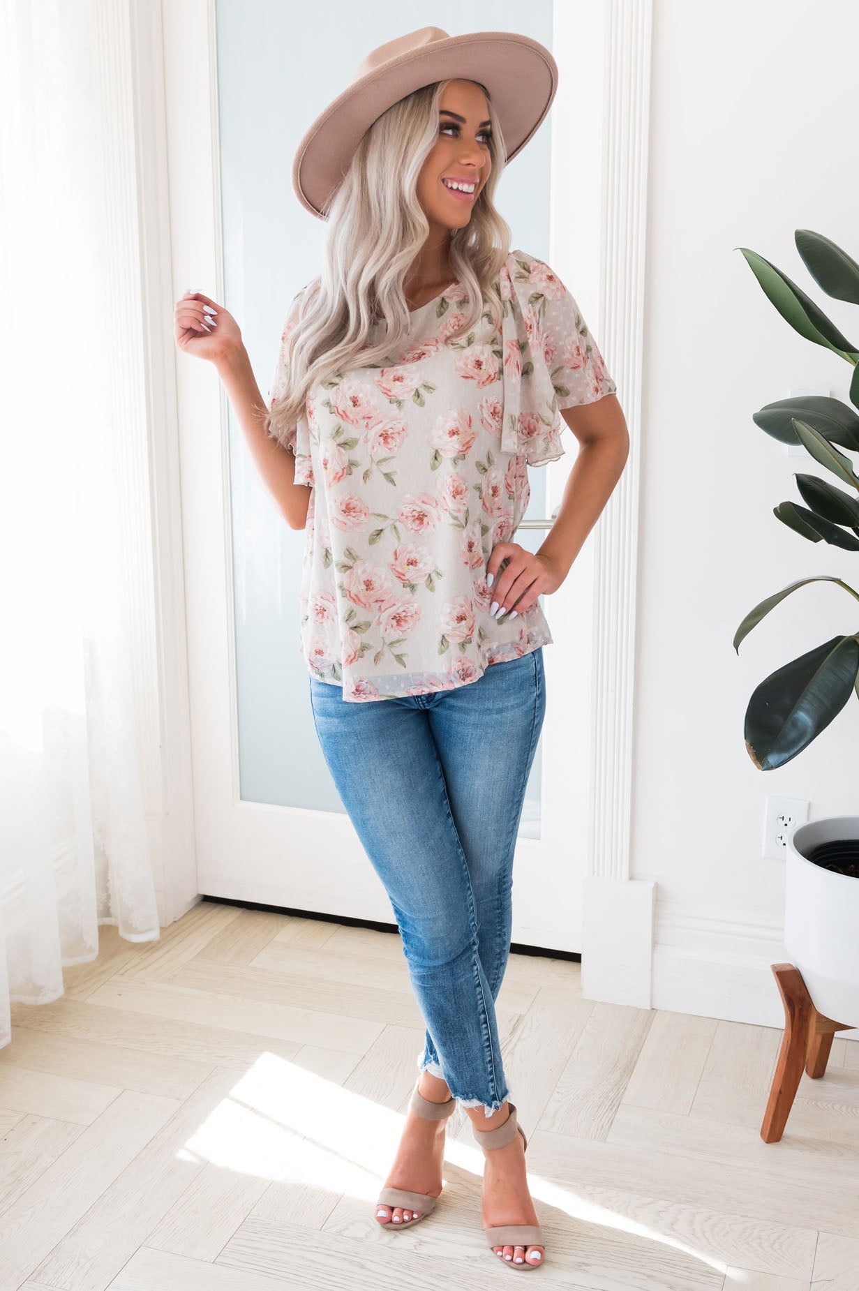 Promises, Promises Modest Flutter Sleeve Blouse