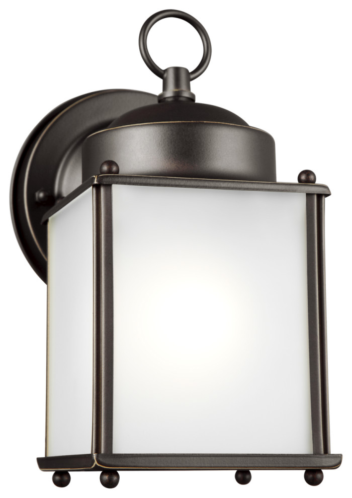 New Castle One Light Outdoor Wall Lantern in Antique Bronze   Transitional   Outdoor Wall Lights And Sconces   by PLFixtures  Houzz