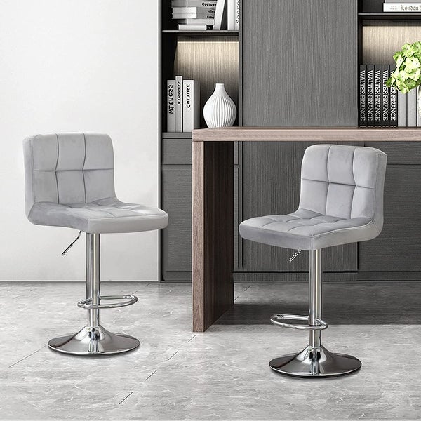 Swivel Velvet Bar Stools with Back，Height Adjustable