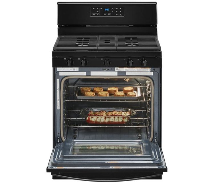 Whirlpool 5 Cu. Ft. Black Gas Range With Center Oval Burner