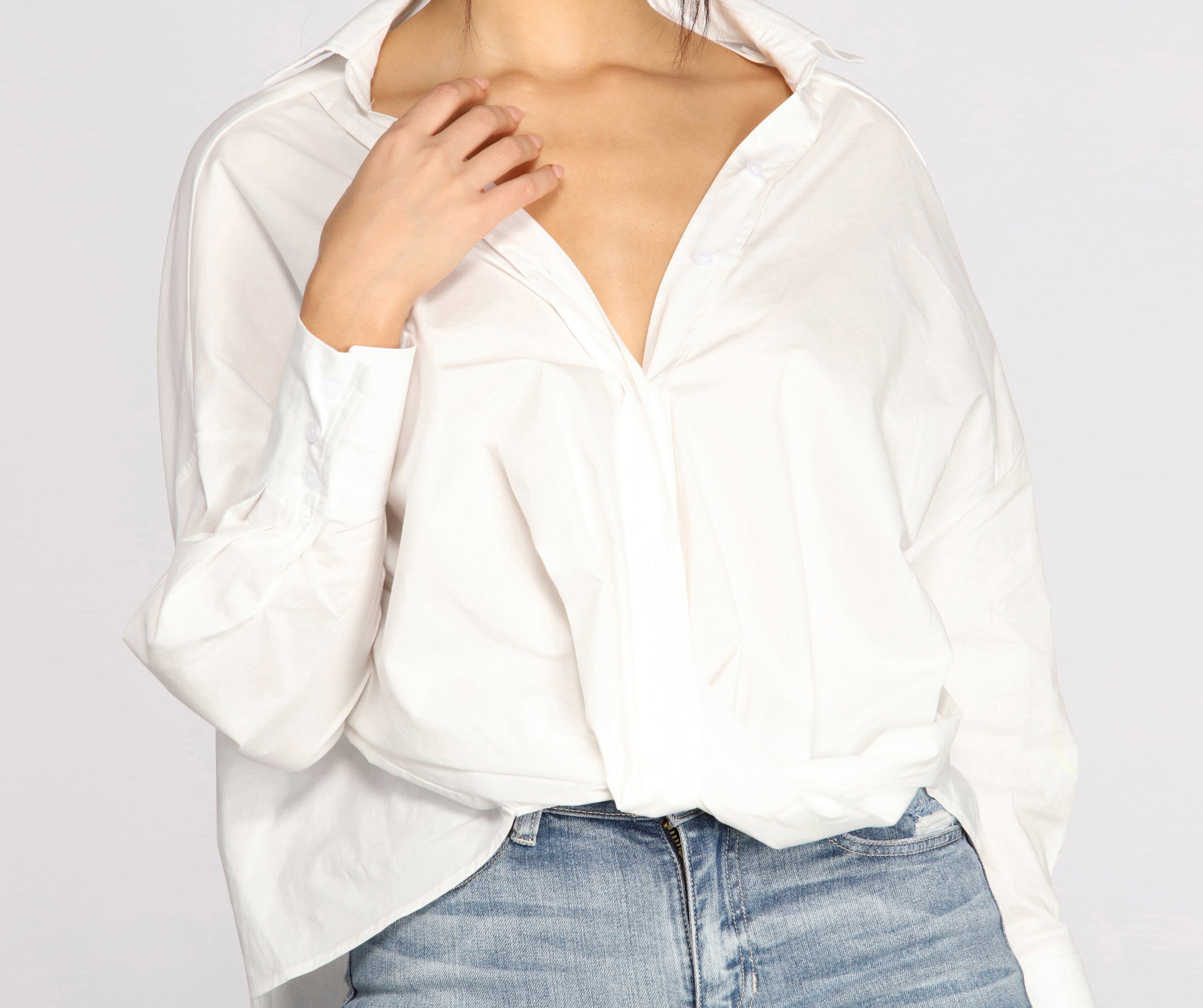 Wrap Front Poplin Top