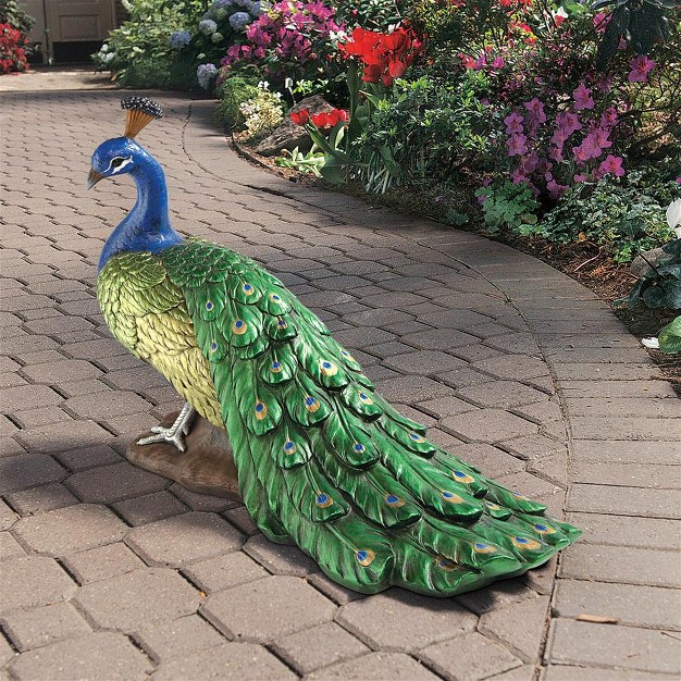 Design Toscano The Regal Peacock Garden Sculpture Large Multicolored