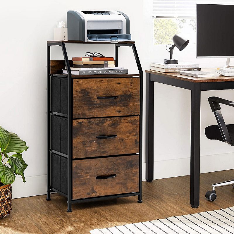 Freestanding Dresser with Wooden Top Shelves