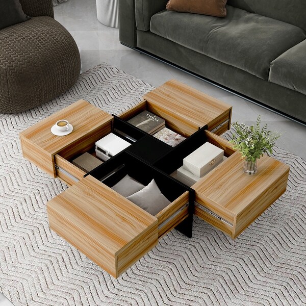 31.5 in. Square Cocktail Coffee Table Extendable Sliding Tabletop