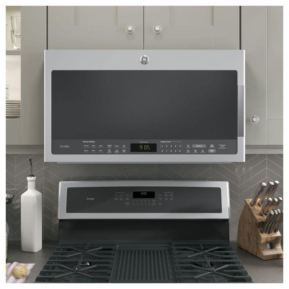 GE Profile Profile 21 cu ft Over the Range Microwave in Stainless Steel with Sensor Cooking