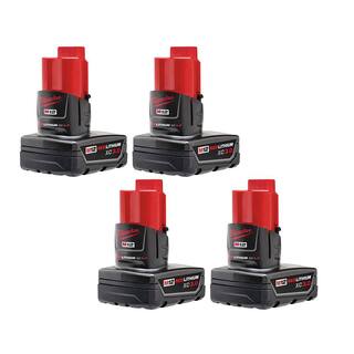 MW M12 12-Volt Lithium-Ion XC Extended Capacity 3.0 Ah Battery Pack (4-Pack) 48-11-2412-48-11-2412