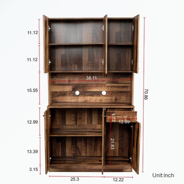 Wardrobe with 6-Doors， 1-Open Shelves and 1-Drawer - - 37065678