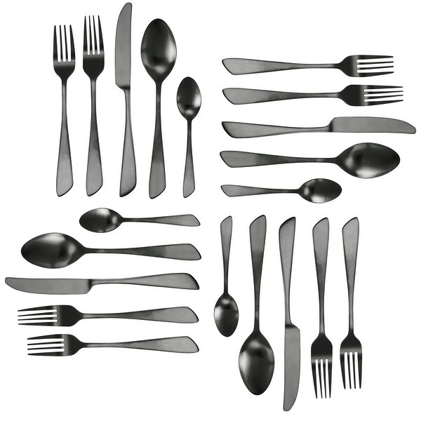 20 Piece Stainless Steel Flatware Set in Midnight Black