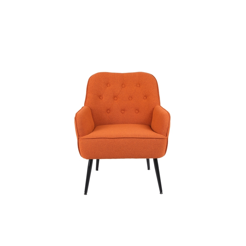 Modern Sloped Arms Armchair Orange Velvet Barrel Chair Lounge Chairs Button Tufted Dining Desk Chairs Single Sofa Side Chairs