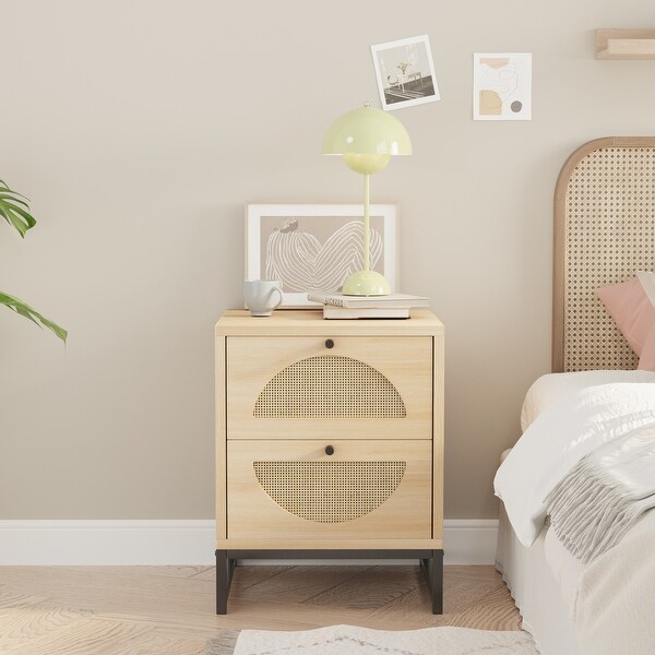 Nightstand Side Table with 2 Drawers