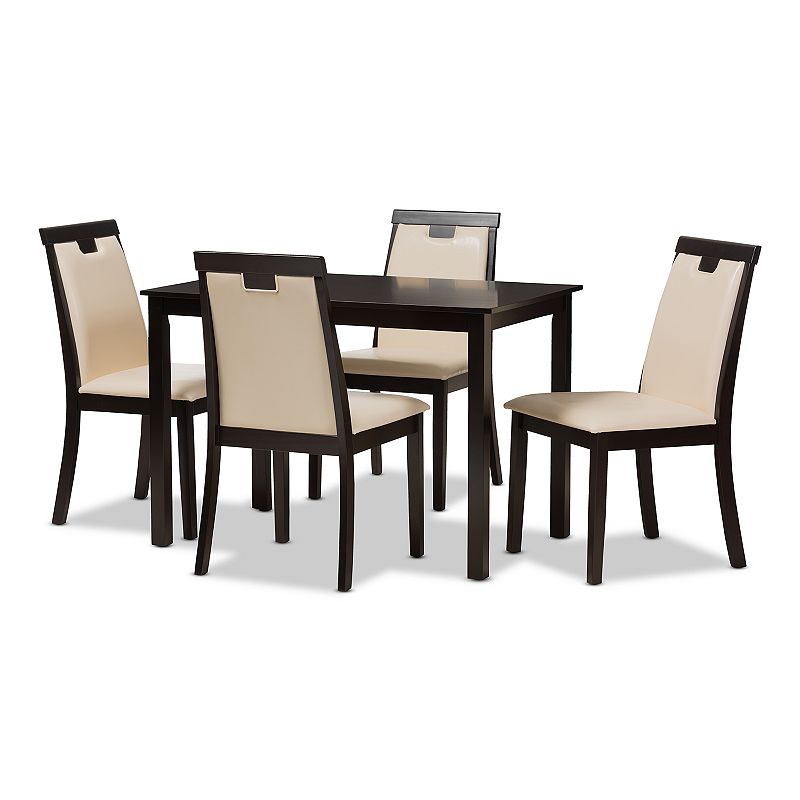 Baxton Studio Modern Beige T-back Chair and Table Dining 5-piece Set