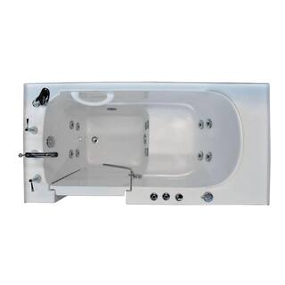 Universal Tubs Rampart Nova Heated 5 ft. Walk-in Whirlpool Bathtub with 6 in. Tile Easy Up Adhesive Wall Surround in White H3060WILWHCF