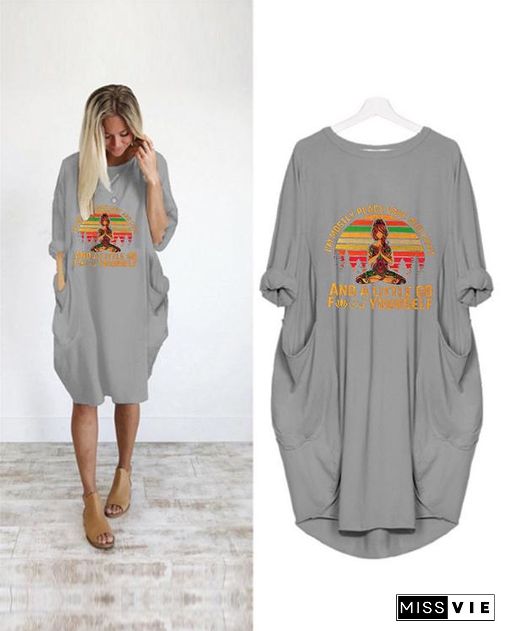 Printed Loose Casual Irregular Plus Size Dress