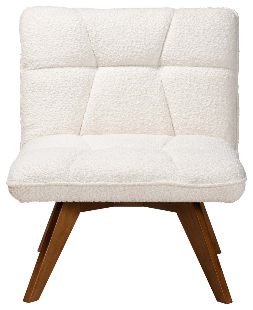 Modern Cream Boucle Fabric Walnut Brown Finished Accent Chair   Midcentury   Armchairs And Accent Chairs   by Imtinanz  LLC  Houzz