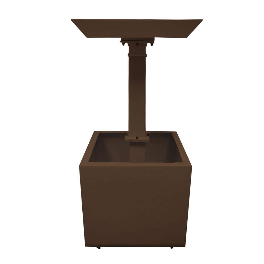 Oakland Living Modern 35 in. Brown Square Cast Aluminum Metal Bird Bath and Planter Vase Combo ZARA-BB-PT-BROWN