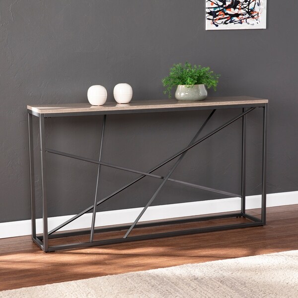 SEI Furniture Sigrid Faux Marble Skinny Console Table