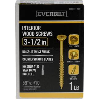 Everbilt #10 x 3-12 in. Star Drive Flat Head Interior Wood Screws (59-Pack) 117330