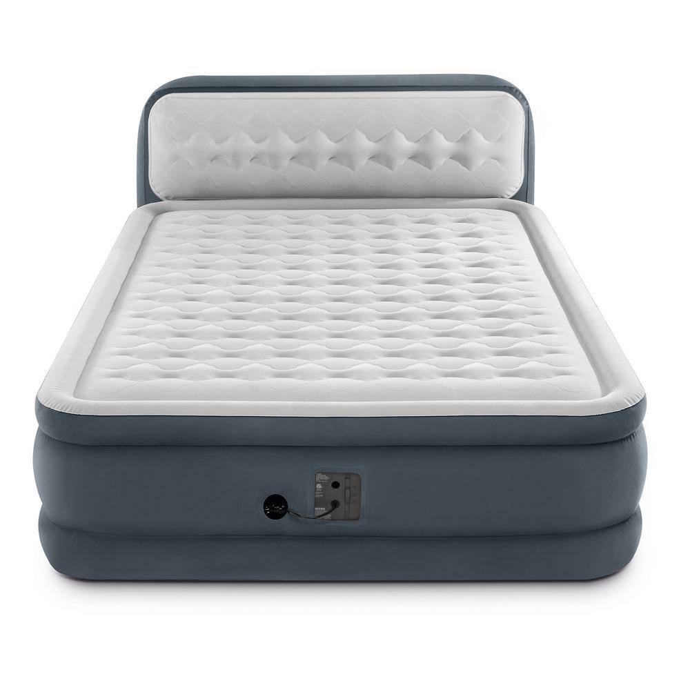 INTEX Queen Ultra Plush Deluxe Air Mattress with Pump and Headboard 64447EP