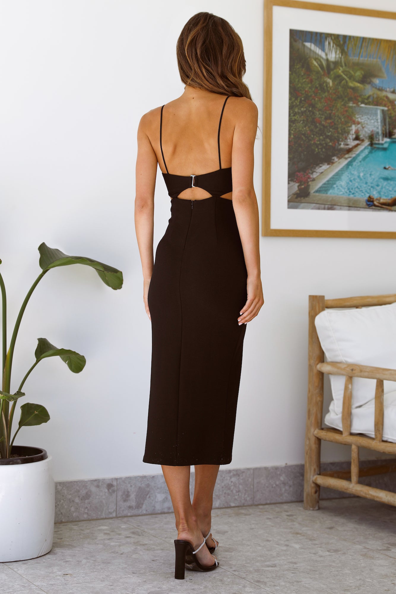 Swerve Through Midi Dress Black