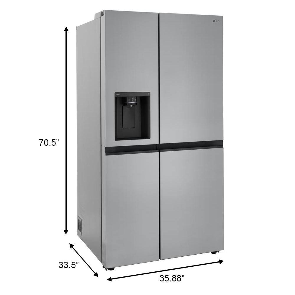 LG 27 cu. ft. Side by Side Smart Refrigerator w Craft Ice External Ice and Water Dispenser in PrintProof Stainless Steel LHSXS2706S