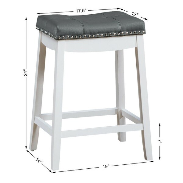 Set of 2 Nailhead Saddle Bar Stools - 19