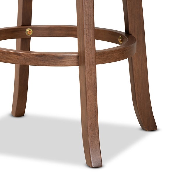 Adams Transitional Upholstered and Walnut Wood 2-PC Bar Stool Set