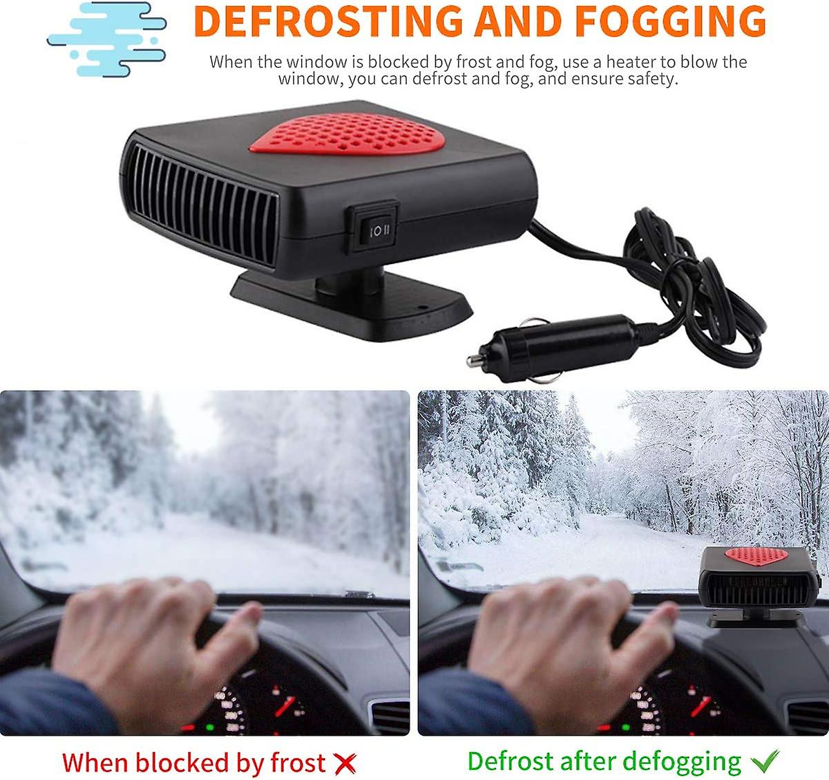 Car Heater Fan 12v， Winter Car Heater With Portable Purification Windshield Defogger Defroster Fan With Fast Heating， Low Noise， 360 Rotation