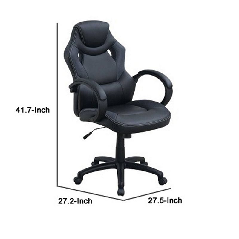 Office Chair with Curved Cut Out Padded Back， Black