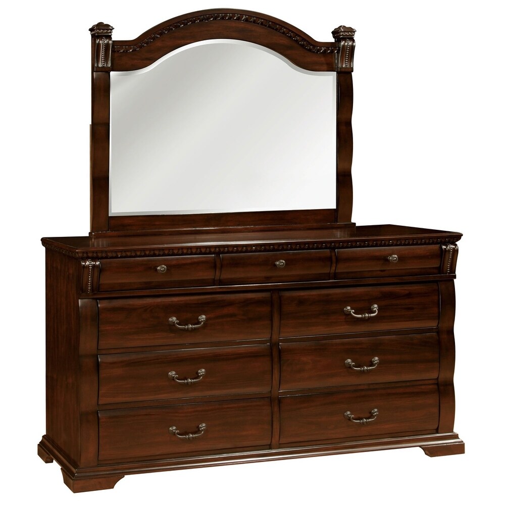 Tay Traditional Cherry 2 piece 9 Drawer Dresser and Mirror Set by Furniture of America