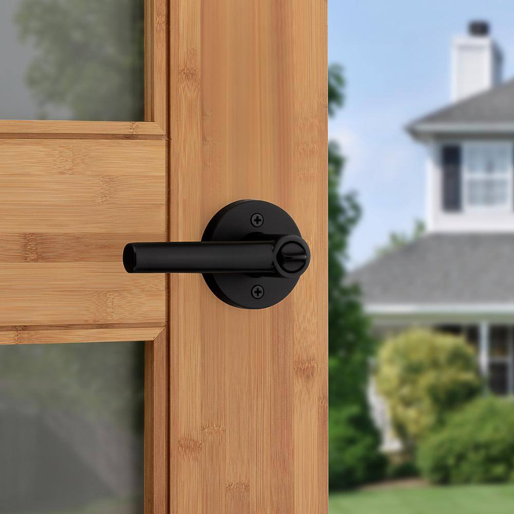 Kwikset Milan Matte Black Keyed Entry Door Lever Featuring SmartKey Security 740MILRDT514SMT6ALRCSK3