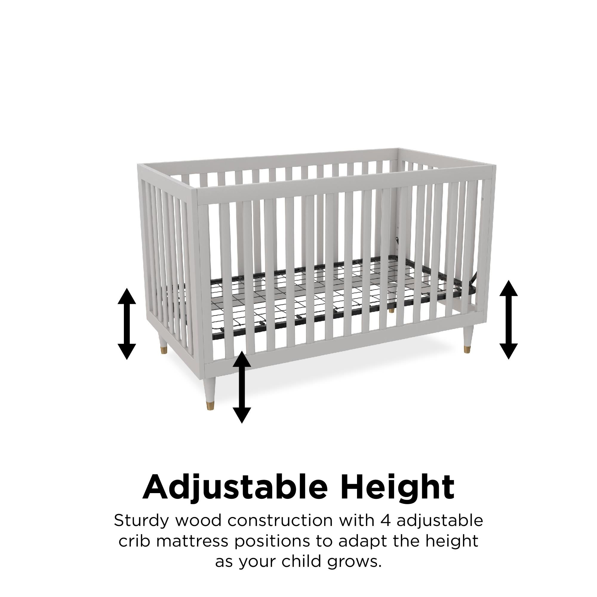 Little Seeds Rowan Valley Flint 3 in 1 Crib, Gray with Metal Legs