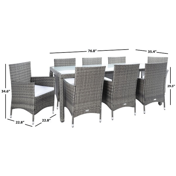 SAFAVIEH Outdoor Hailee 9Piece Wicker Dining Set