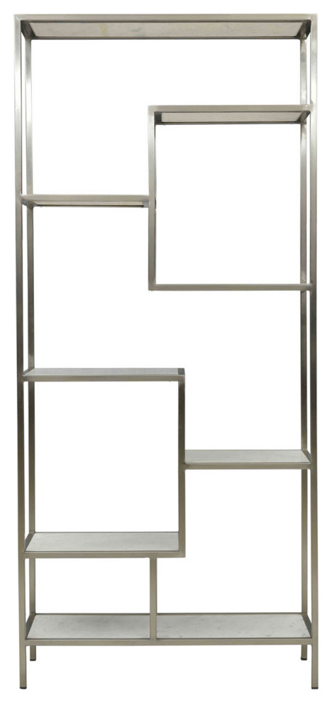 Modern White Marble  ampNickel Finish Shelf   Contemporary   Bookcases   by Design Mix Furniture  Houzz