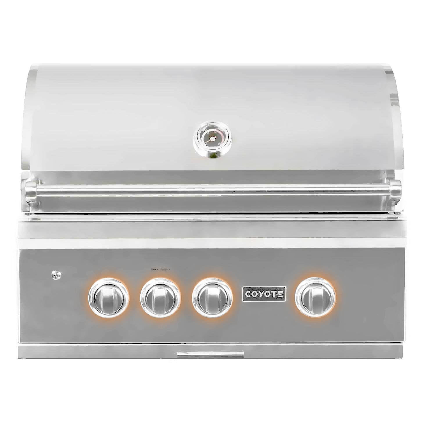 Coyote S-Series 30-Inch 3-Burner Built-In Propane Gas Grill With RapidSear Infrared Burner and Rotisserie