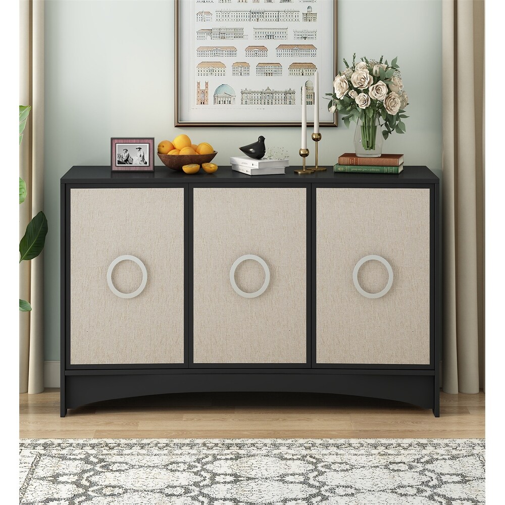 Storage Cabinet with Three Doors and Adjustable shelves Sideboard Buffet Cabinet for Entryway  Living room