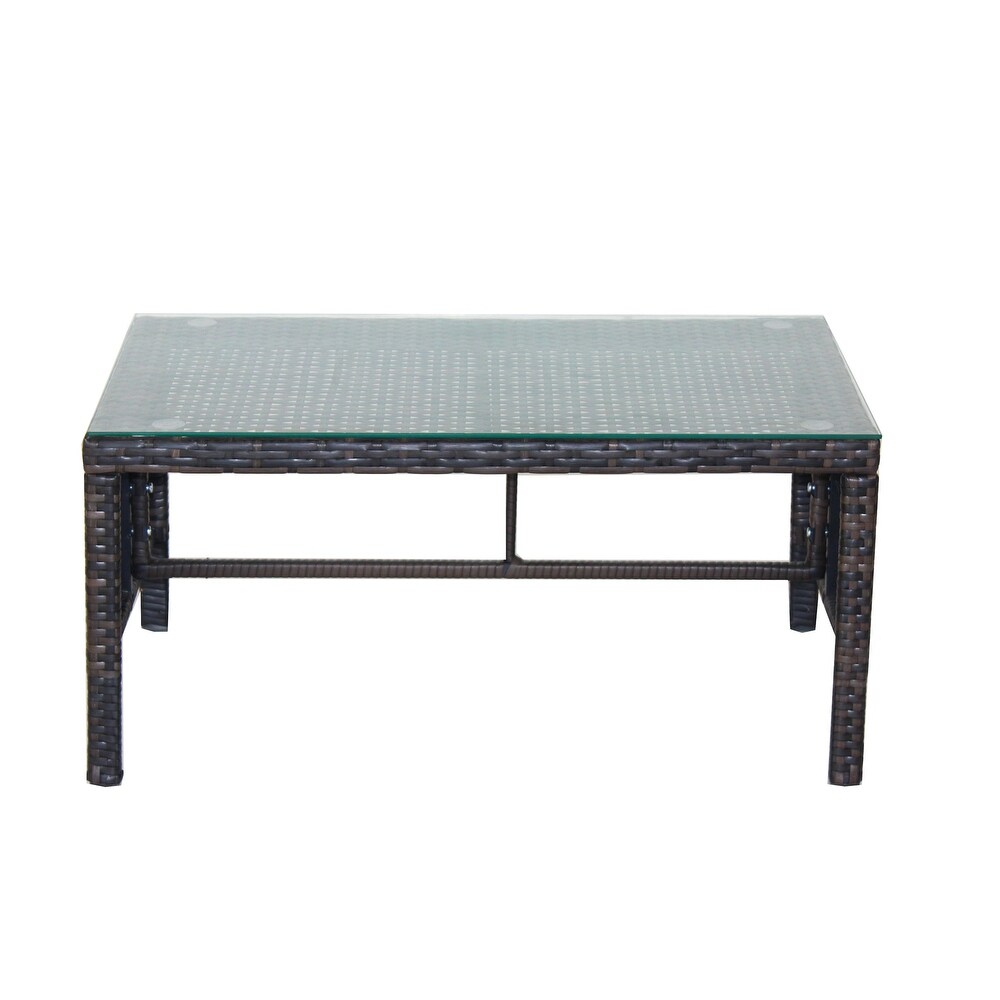 Outdoor Patio Coffee Table with Clear Tempered Glass