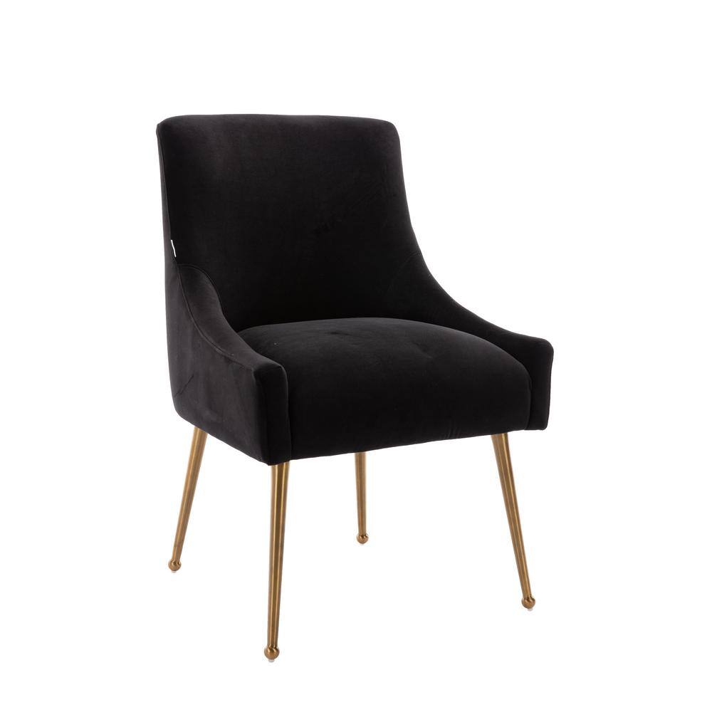 HOMEFUN Black Modern Velvet Upholstered Dining Chair with Metal Legs HFHDSN-120BK