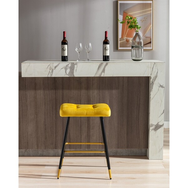 Vintage Stool No Backless Counter Height， Metal Frame is Sturdy and Stable，Sponge Foam Seat Cushion for Bar and Restaurant