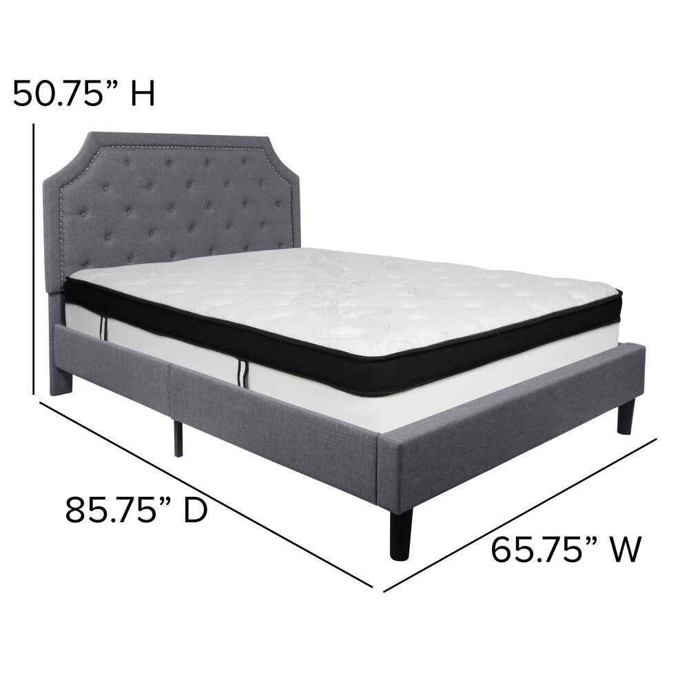 Arched Tufted Platform Bed and Memory Foam Pocket Spring Mattress