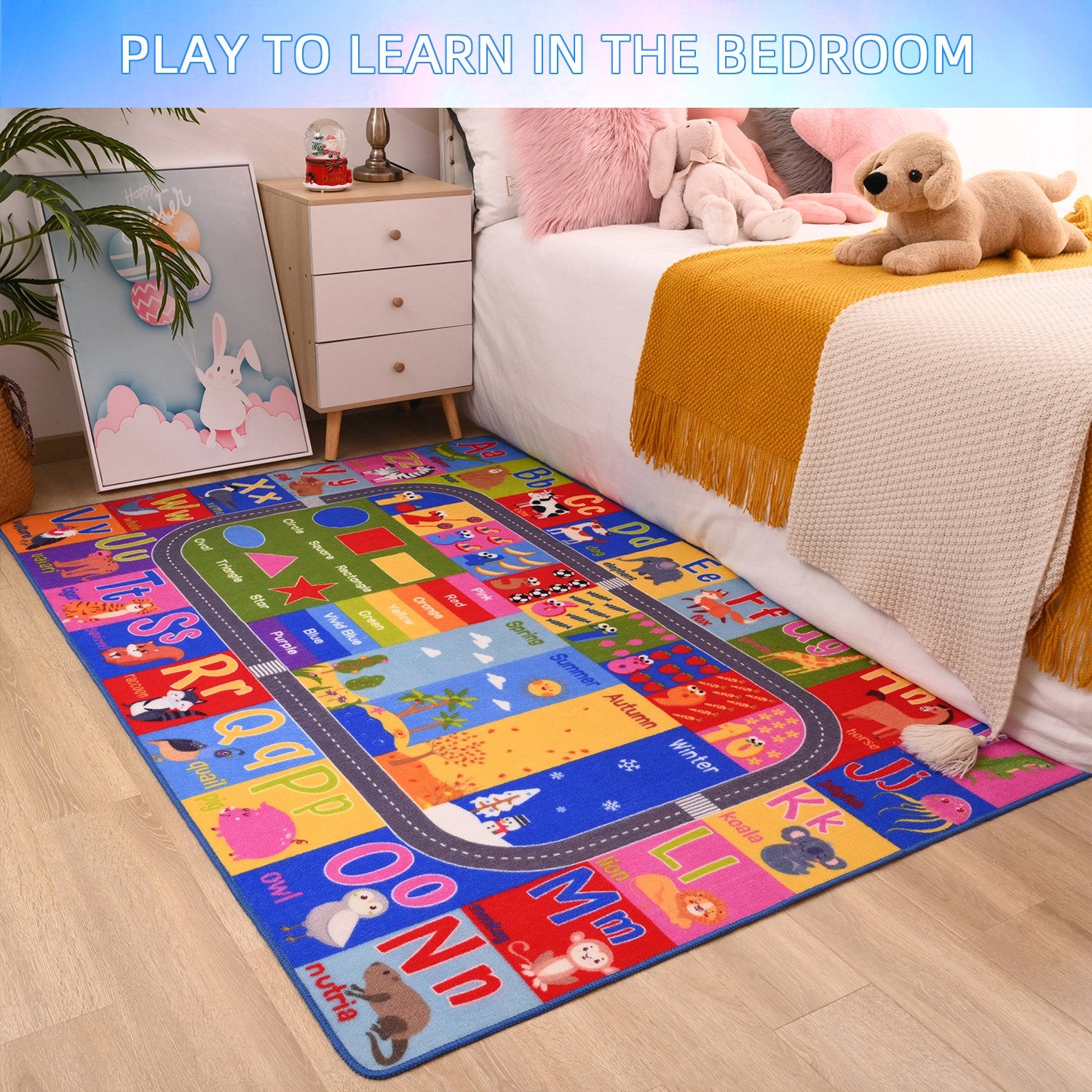 Homore Kids Learning Rugs Collection, Multicolor Kids Play Rugs ABC Numbers Shapes Educational Area Rug 35