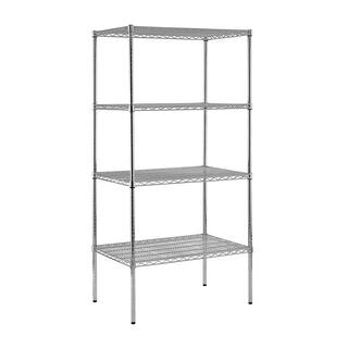 Sandusky Chrome 4-Tier Heavy Duty Steel Garage Storage Shelving Unit (36 in. W x 86 in. H x 24 in. D) WS362486-C