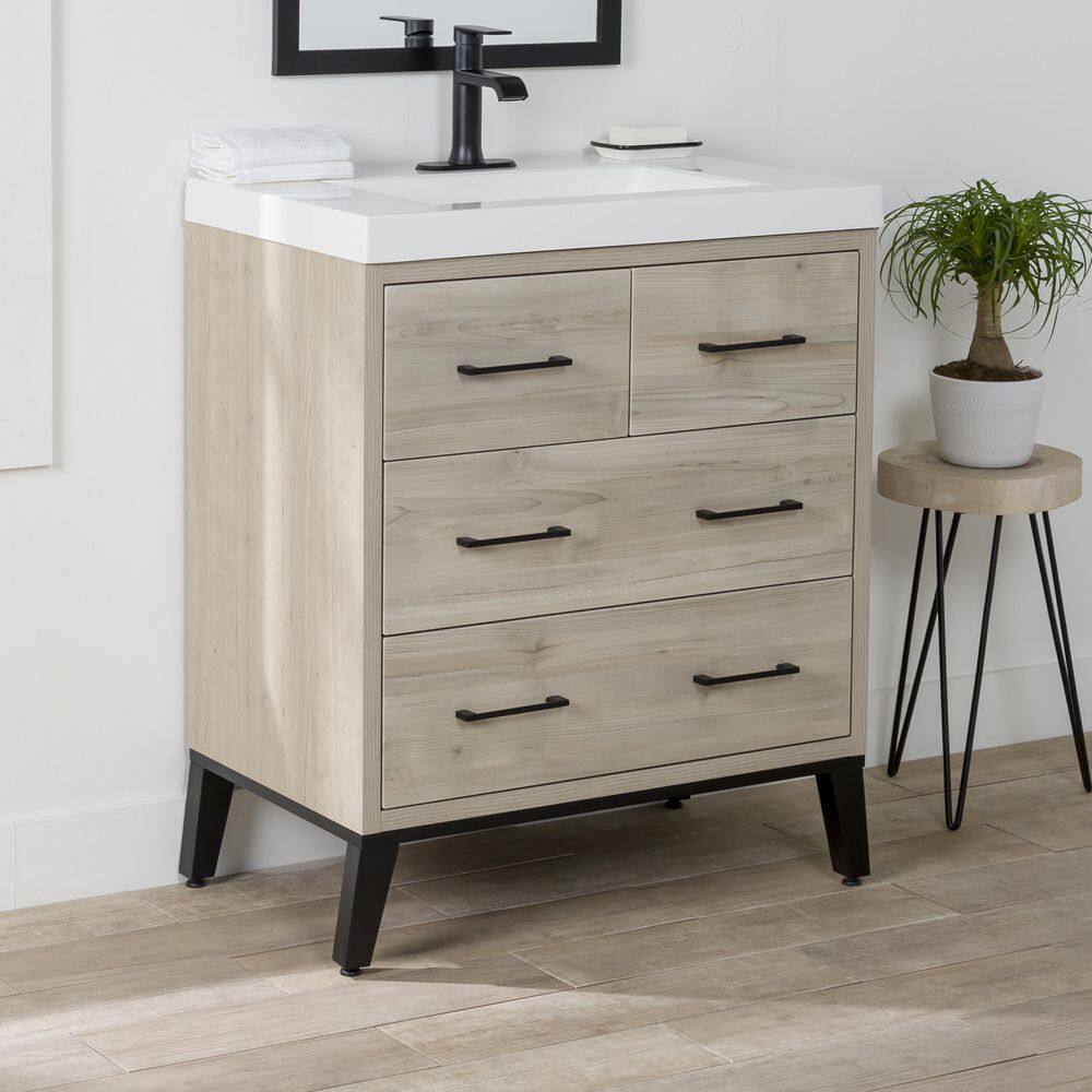 Domani Solway 31 in. W x 18.75 in. D x 36.6 in. H Bath Vanity in Sable with White Top B30X20293