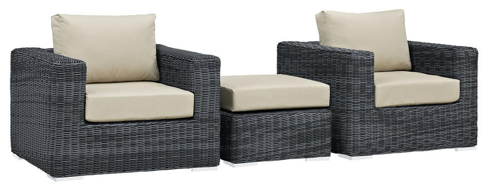 Summon 3 Piece Outdoor Patio Sunbrella Sectional Set   Tropical   Outdoor Lounge Sets   by Modern Furniture LLC  Houzz