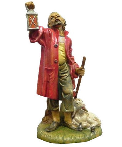 12 Peasant Man with Lantern Figurine