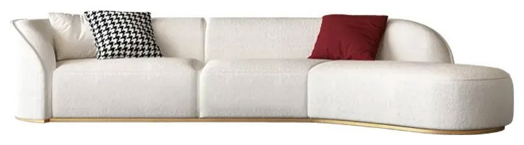 Curved White Sectional Sofa Upholstered 5 Seater Floor Sofa Faux Fur Polyester   Contemporary   Sofas   by Homary International Limited  Houzz