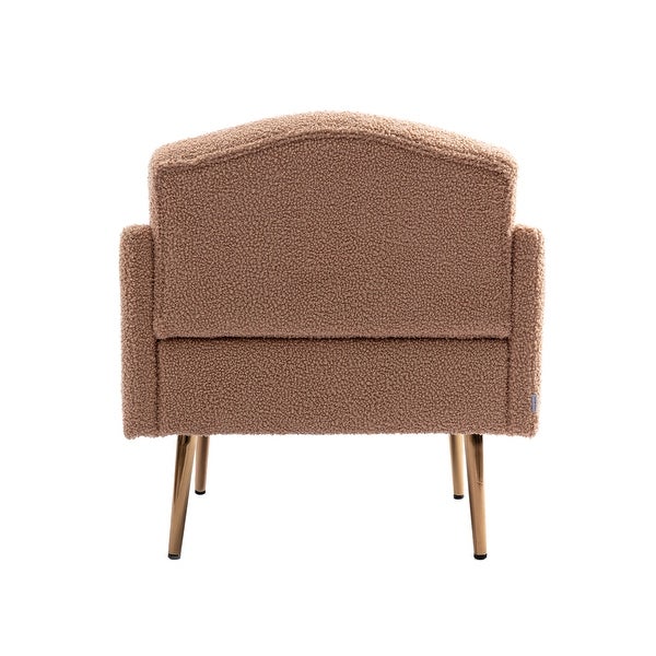 Chic European Style Leisure Accent Chair with Rose Golden Feet and Tapered Legs and Velvet Fabric Upholste for Livingroom