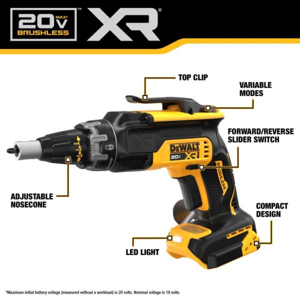 DEWALT 20V Max XR Drywall Screwgun Bare Tool DCF630B from DEWALT