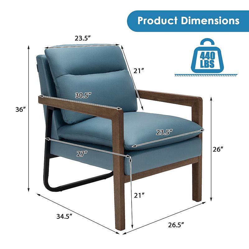 Single Sofa Chair with Extra-Thick Padded Backrest and Seat Cushion